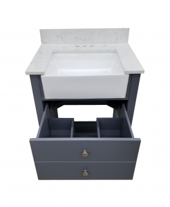 Vita Farmhouse Grey Vanity, Top & Mirror Combo