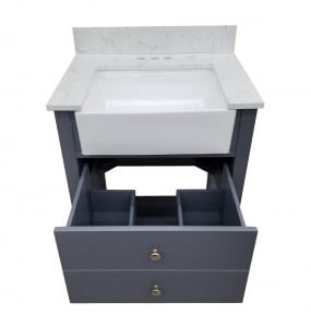 Vita Farmhouse Grey Vanity, Top & Mirror Combo