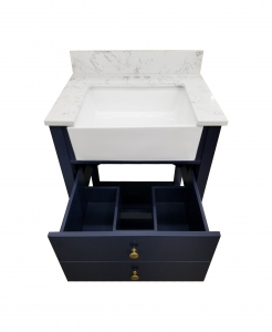 Vita Farmhouse Navy Blue Vanity, Top & Mirror Combo