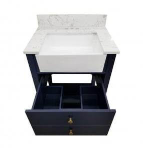 Vita Farmhouse Navy Blue Vanity, Top & Mirror Combo