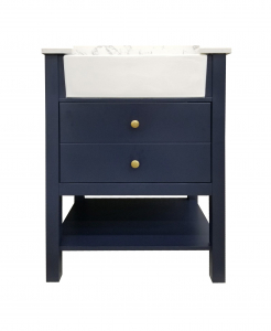 Vita Farmhouse Navy Blue Vanity, Top & Mirror Combo