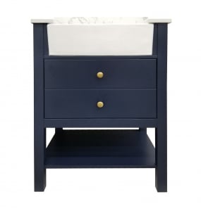 Vita Farmhouse Navy Blue Vanity, Top & Mirror Combo