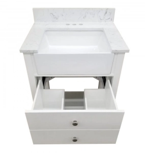 Vita Farmhouse White Vanity, Top & Mirror Combo