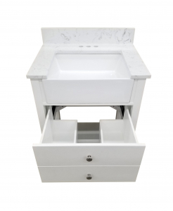 Vita Farmhouse White Vanity, Top & Mirror Combo