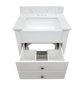 Vita Farmhouse White Vanity, Top & Mirror Combo