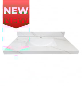 White Calacatta Sintered Stone Vanity Top