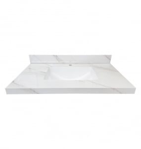 White Calacatta Sintered Stone Vanity Top