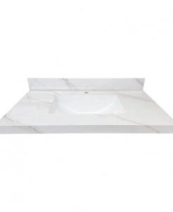 White Calacatta Sintered Stone Vanity Top