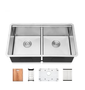 Workstation Stainless Steel Undermount Kitchen Sink – Double (Includes Accessories)