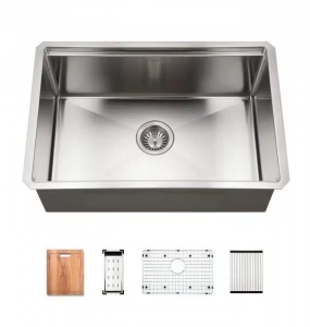 Workstation Stainless Steel 18 Gauge Undermount Kitchen Sink – Single (Includes Accessories)